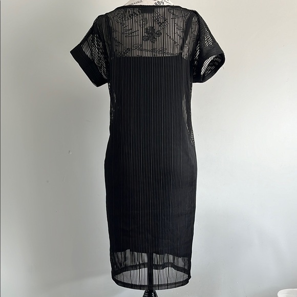 Ichi Black Sheer Pleated Layered Dress With Removable Slip Dress - Picture 5 of 5